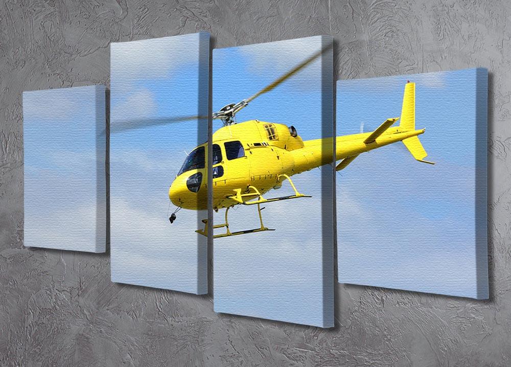 Yellow helicopter in the air 4 Split Panel Canvas
