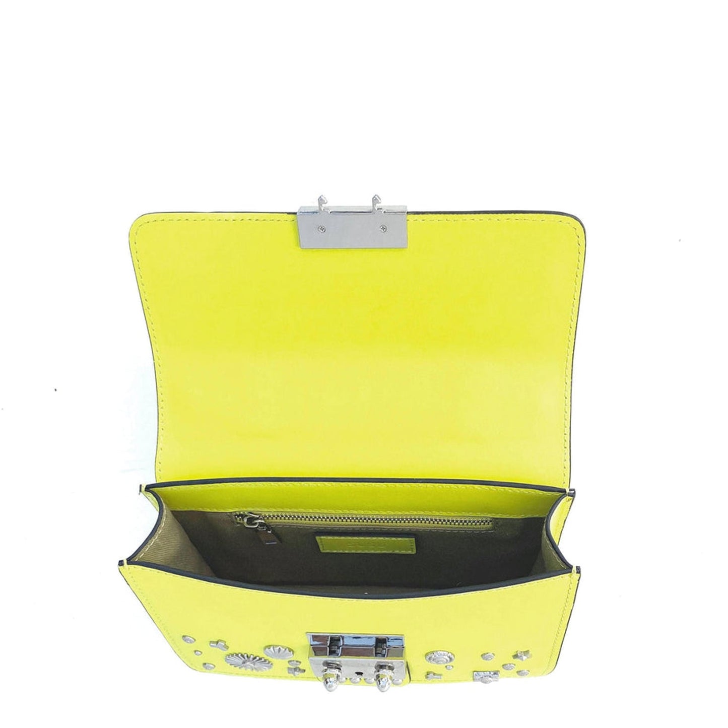 SUSU Bright Yellow Purse Studded Leather Crossbody Bag