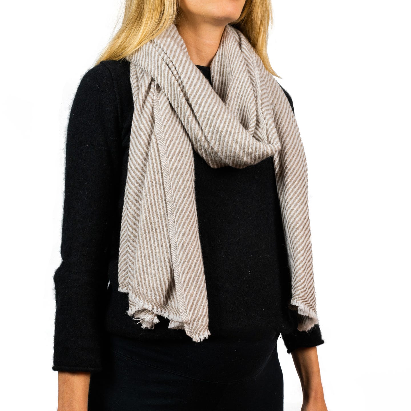 Kaschmirschal braun mit Streifenmuster/ gestreift