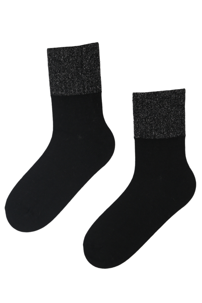 ALPACA WOOL black socks with a glittery edge
