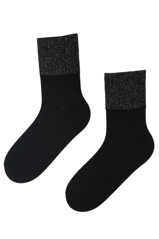 ALPACA WOOL black socks with a glittery edge