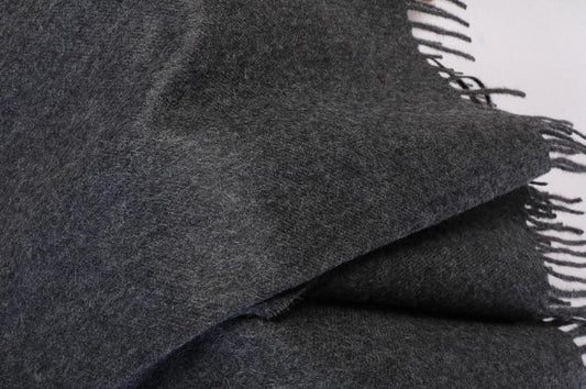 Alpaca wool dark gray plaid