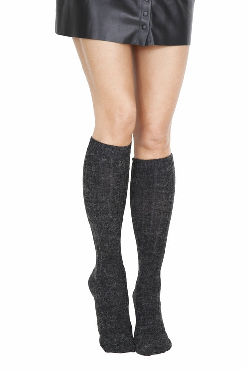 Alpaca wool black knee highs