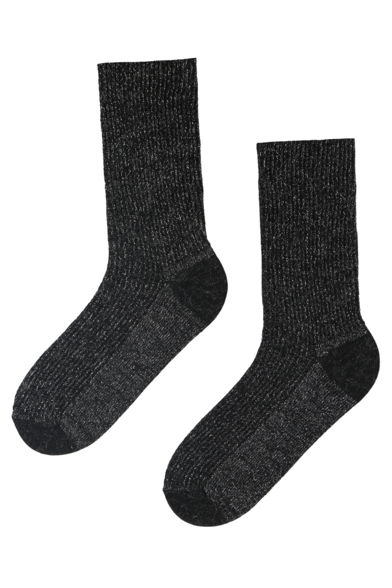 ALPACA WOOL black sparkly socks