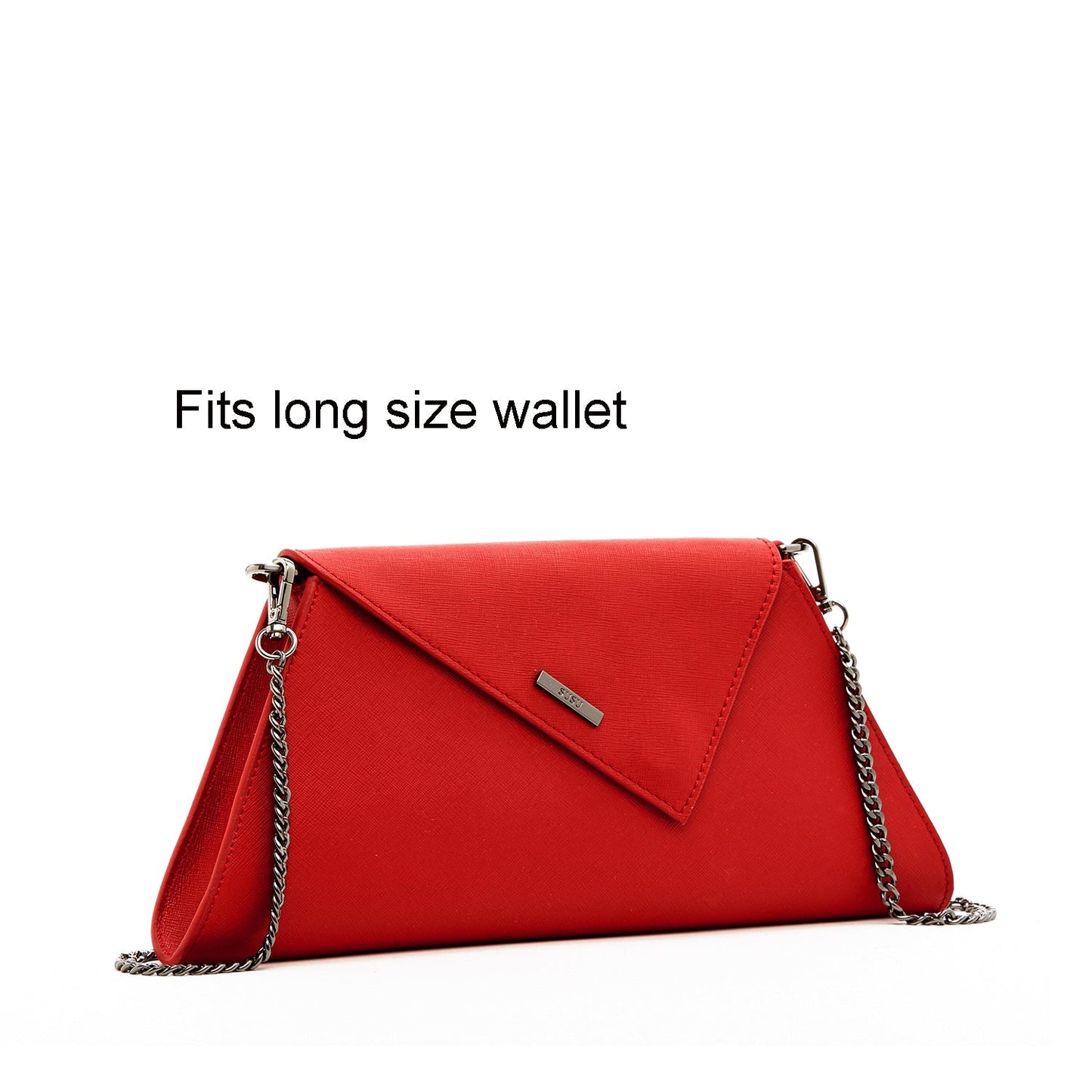 SUSU Red Clutch Bag Leather Clutch Purse Crossbody Evening Purse