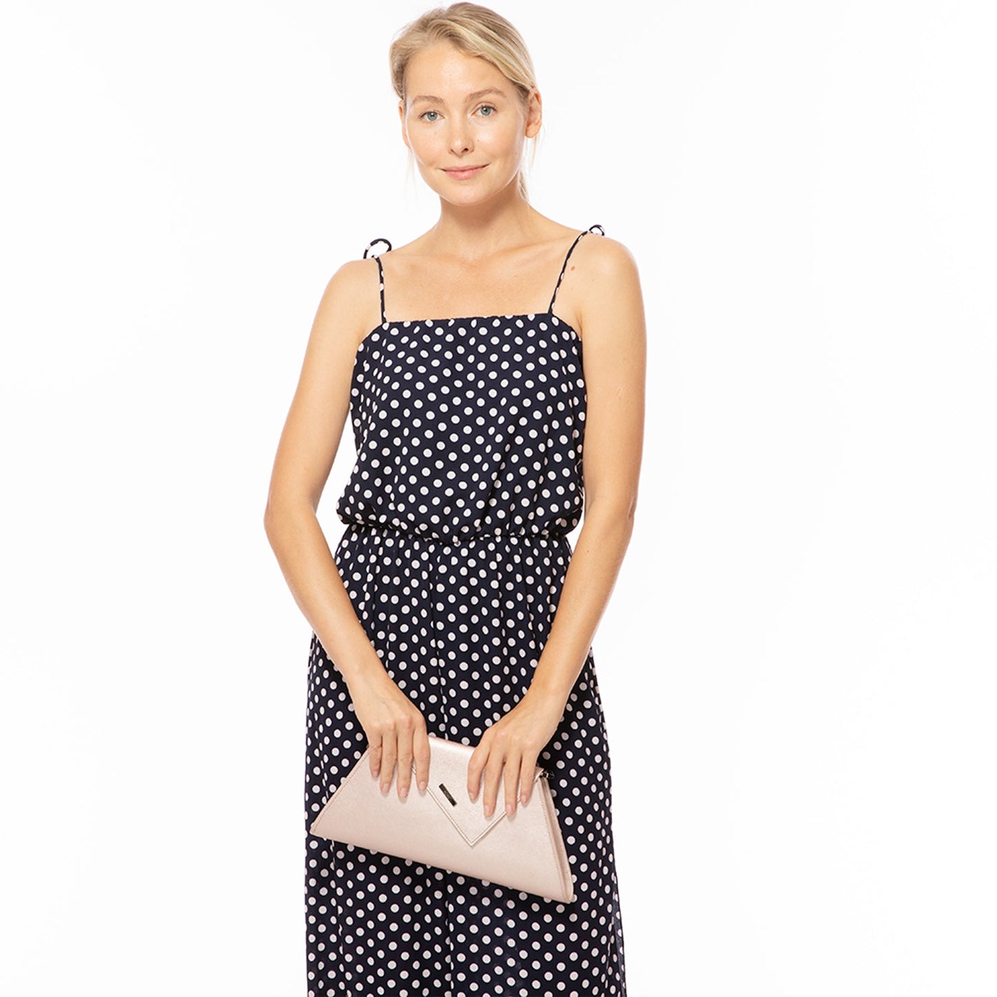 SUSU Rose Gold Metallic Leather Clutch Bag Unique Evening Purse