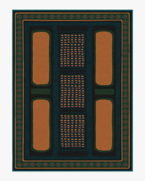 Architectural Digest Nerissa Teal & Gold Tufted Rug
