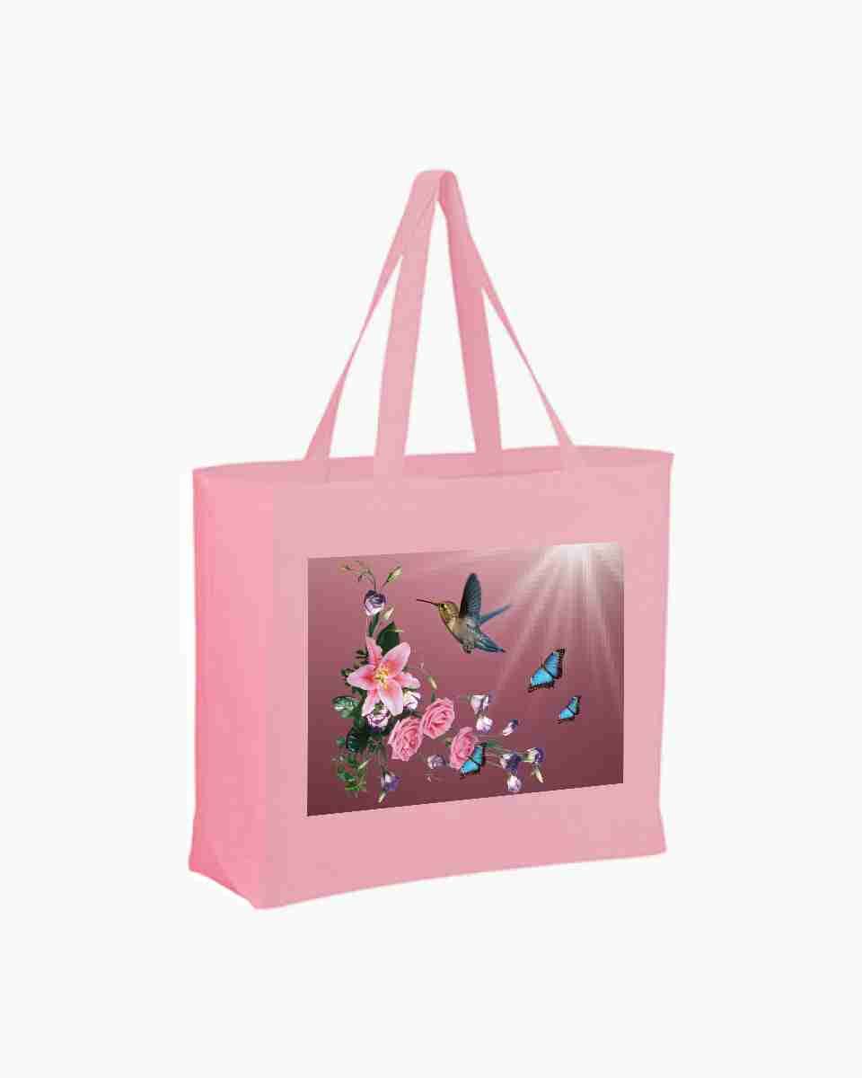 Hummingbirds  Pink Tote Grocery, Beach & Accessories Bag