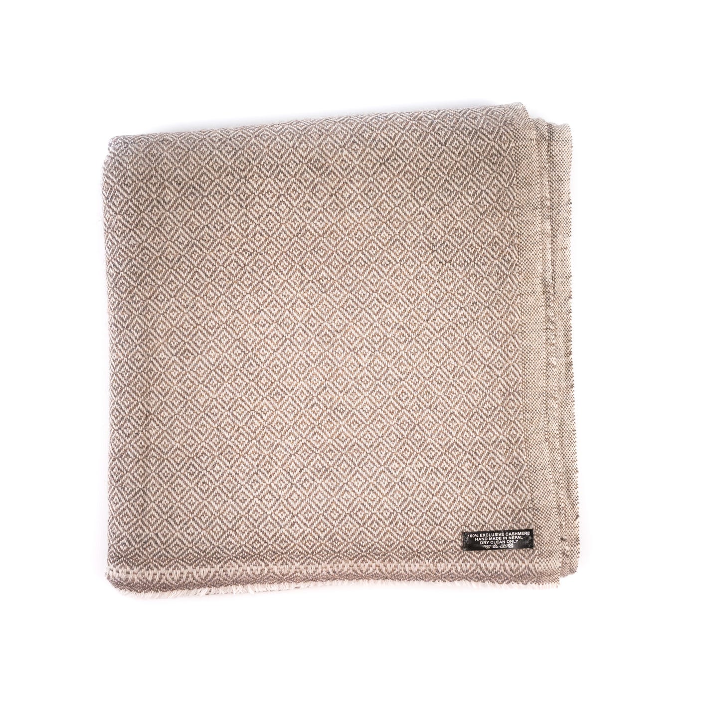 Kaschmirdecke graubraun mit Karomuster/ kariert