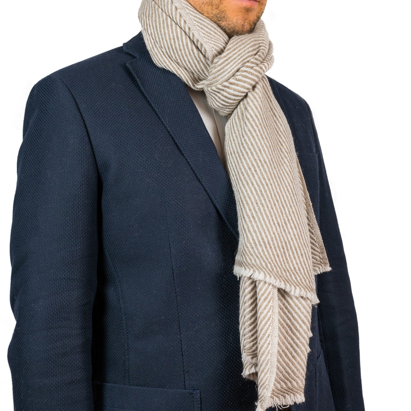 Kaschmirschal braun mit Streifenmuster/ gestreift