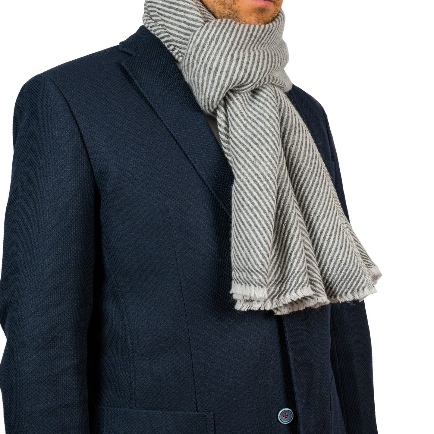 Kaschmirschal grau mit Streifenmuster/ gestreift