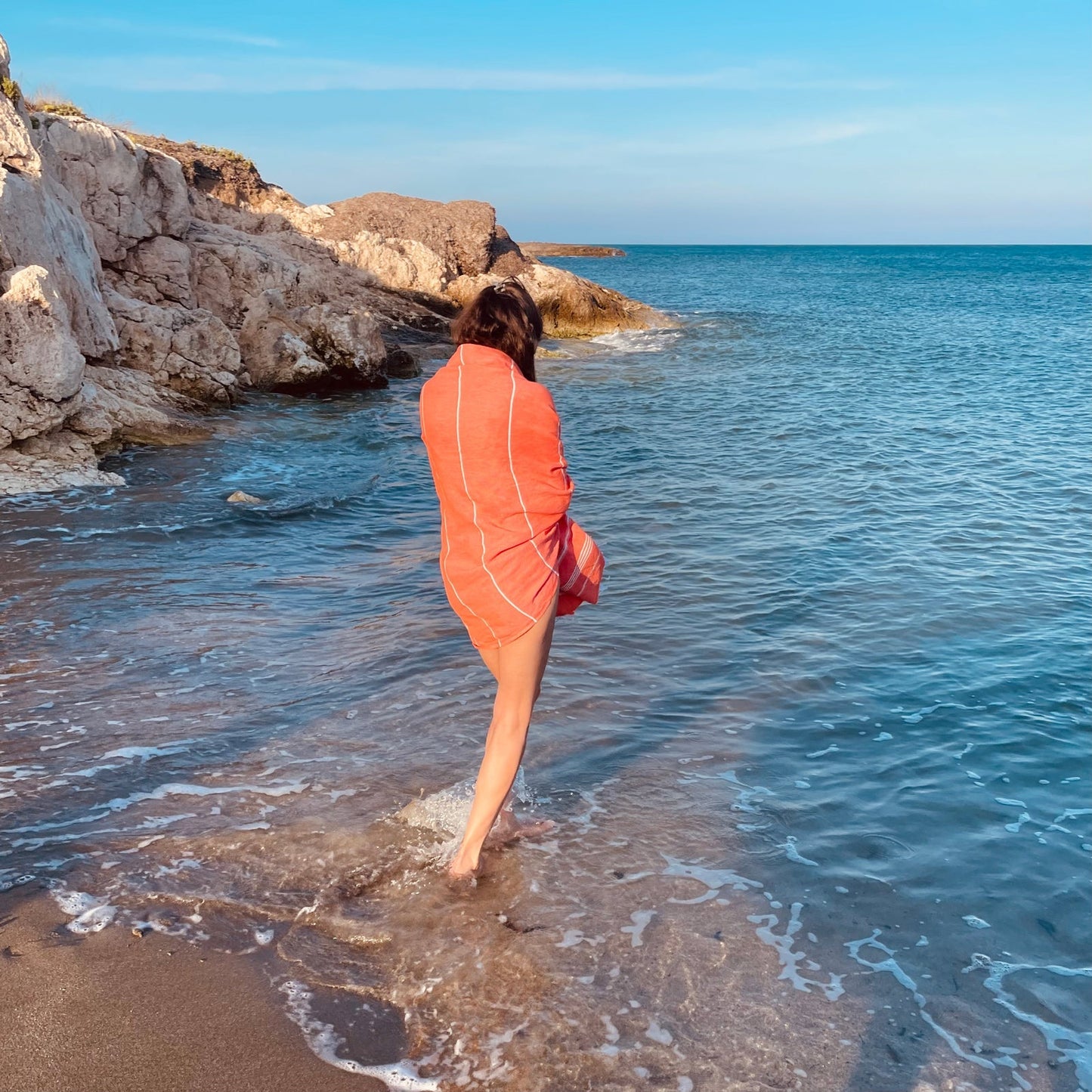 "BEACH PLEASE" Besticktes Hamamtuch