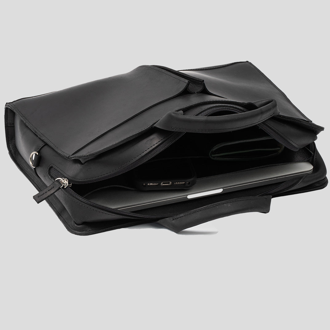 Leather Laptop Bag (Black)