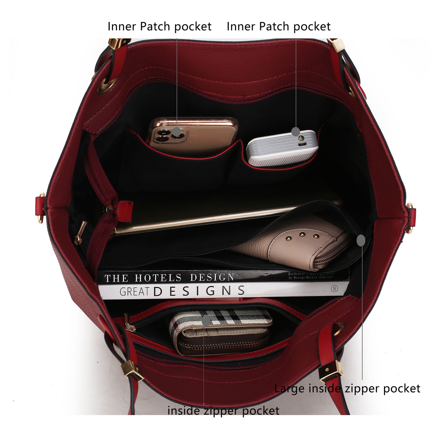 Vallie Color-Block Vegan Leather Women Tote Bag with Matching Wallet