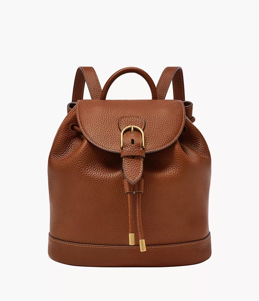 Brown Everleigh Leather Flap Backpack