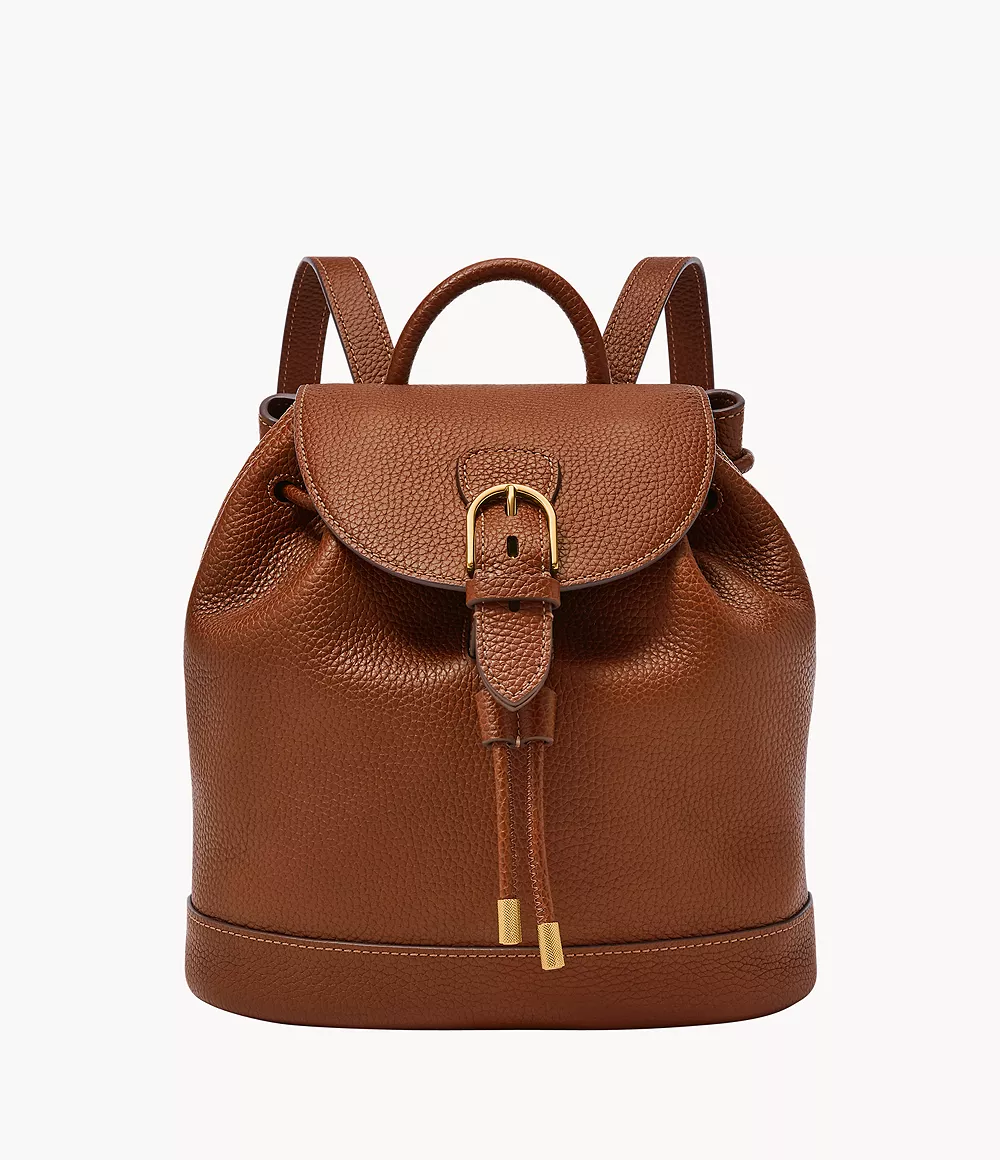 Brown Everleigh Leather Flap Backpack