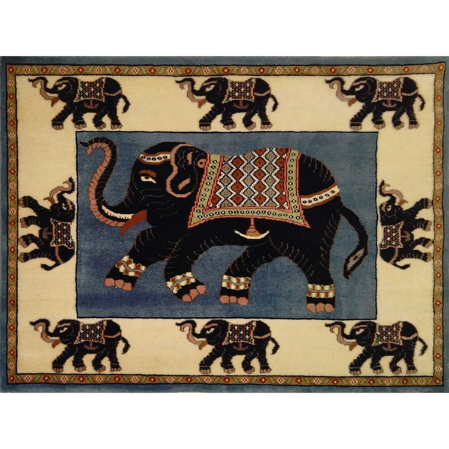 Elephant Carpet Wool Hand Knotted 4ftx3ft