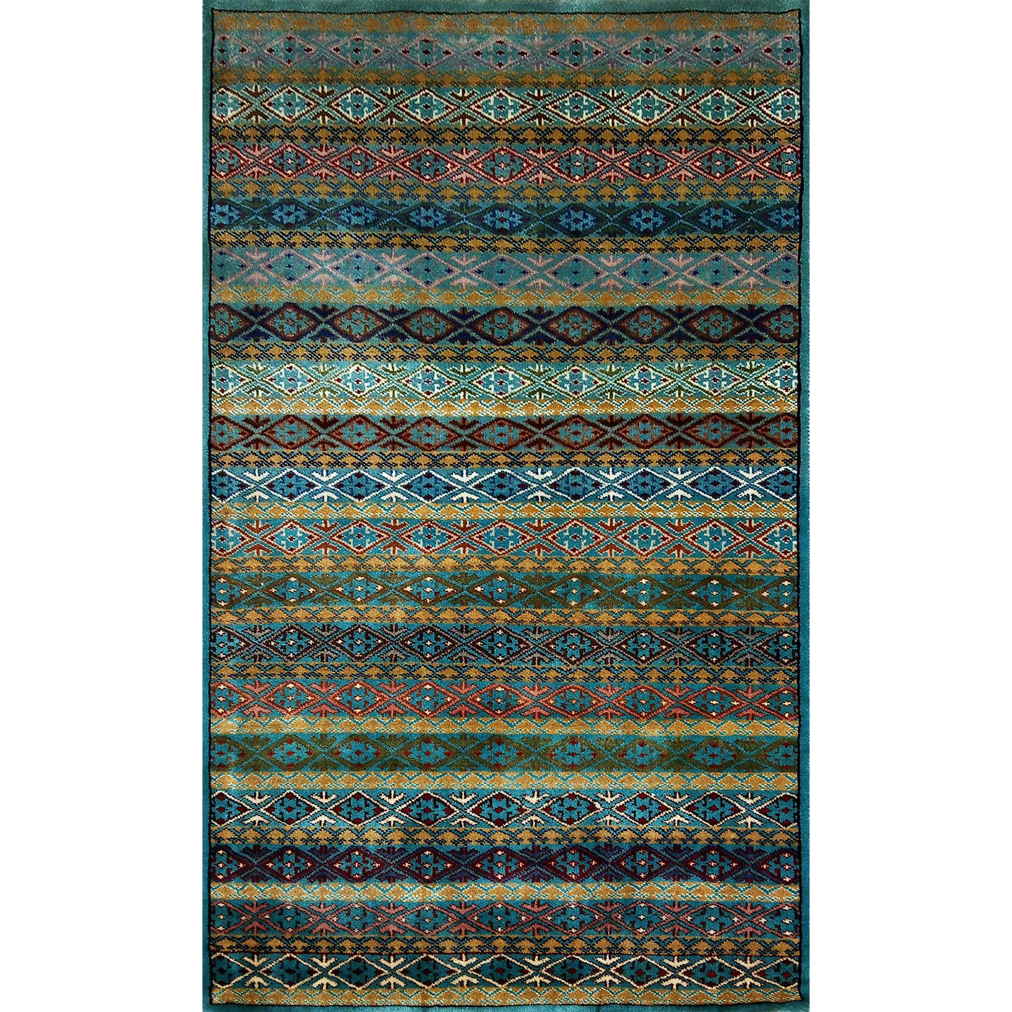 3ft×5ft Hand Knotted Wool Carpet Zanjeera Multi