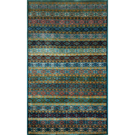 3ft×5ft Hand Knotted Wool Carpet Zanjeera Multi