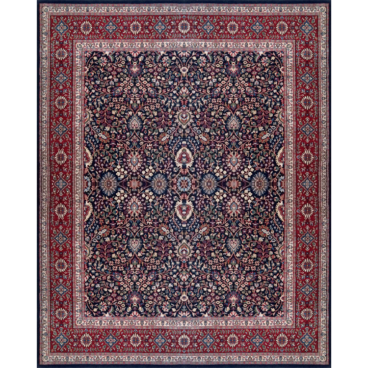 8×10 Feet Wool Black Kashan Hand Knotted Carpet