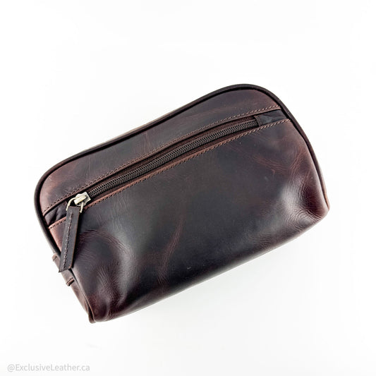 Buff Leather Unisex Dopp Kit / Toiletry bag- weekend getaway
