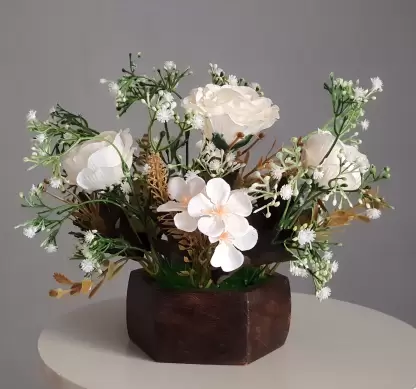 Wooden pot mix design flower for home office gift