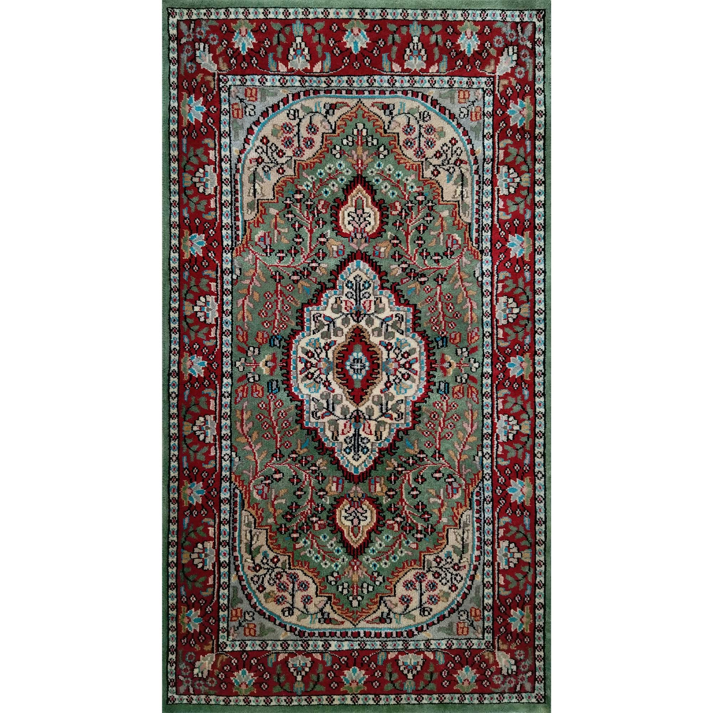 2.5×5 Ft Handmade Green Persian Wool Carpet