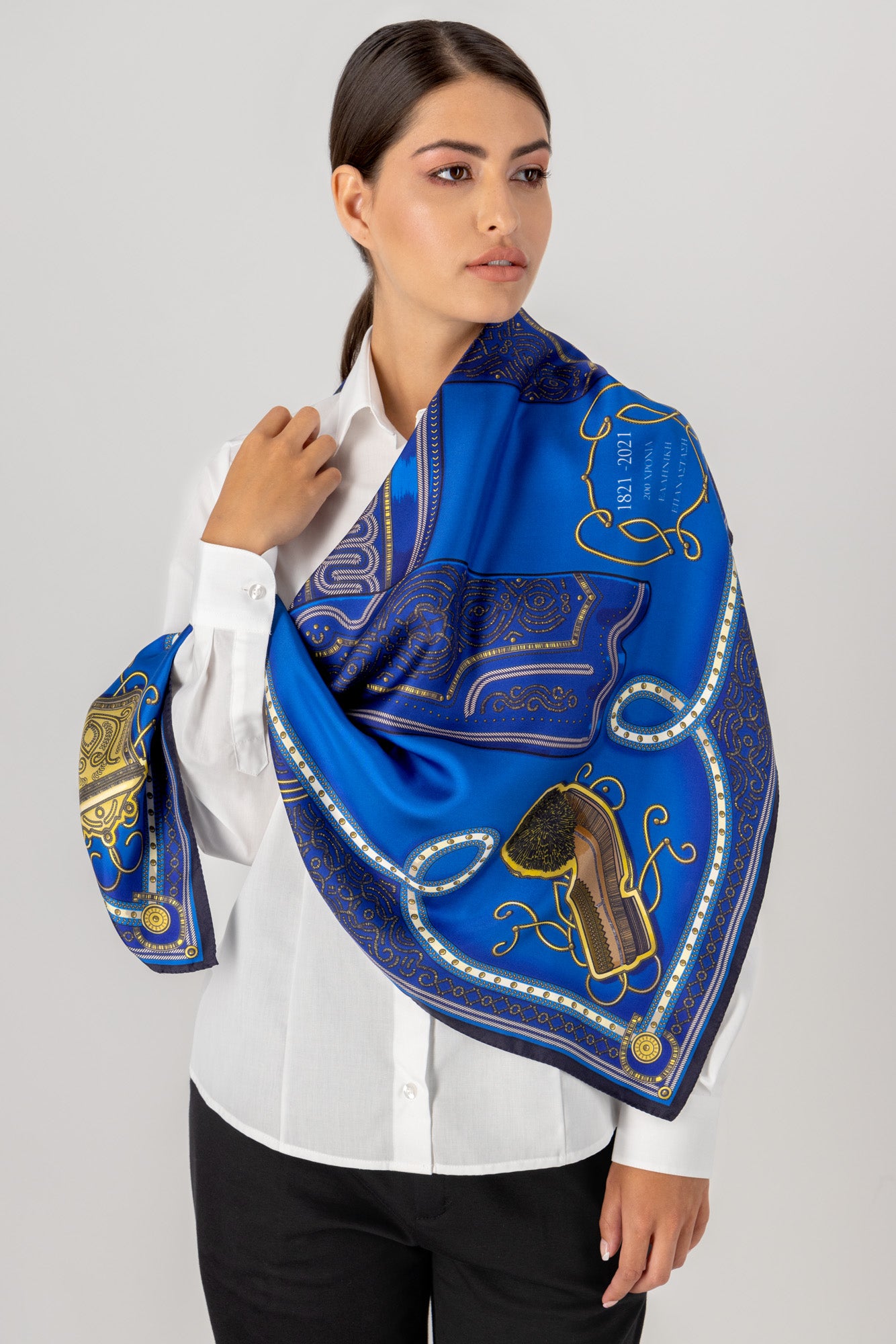 Evzonas - Blue - 100% Silk Scarf
