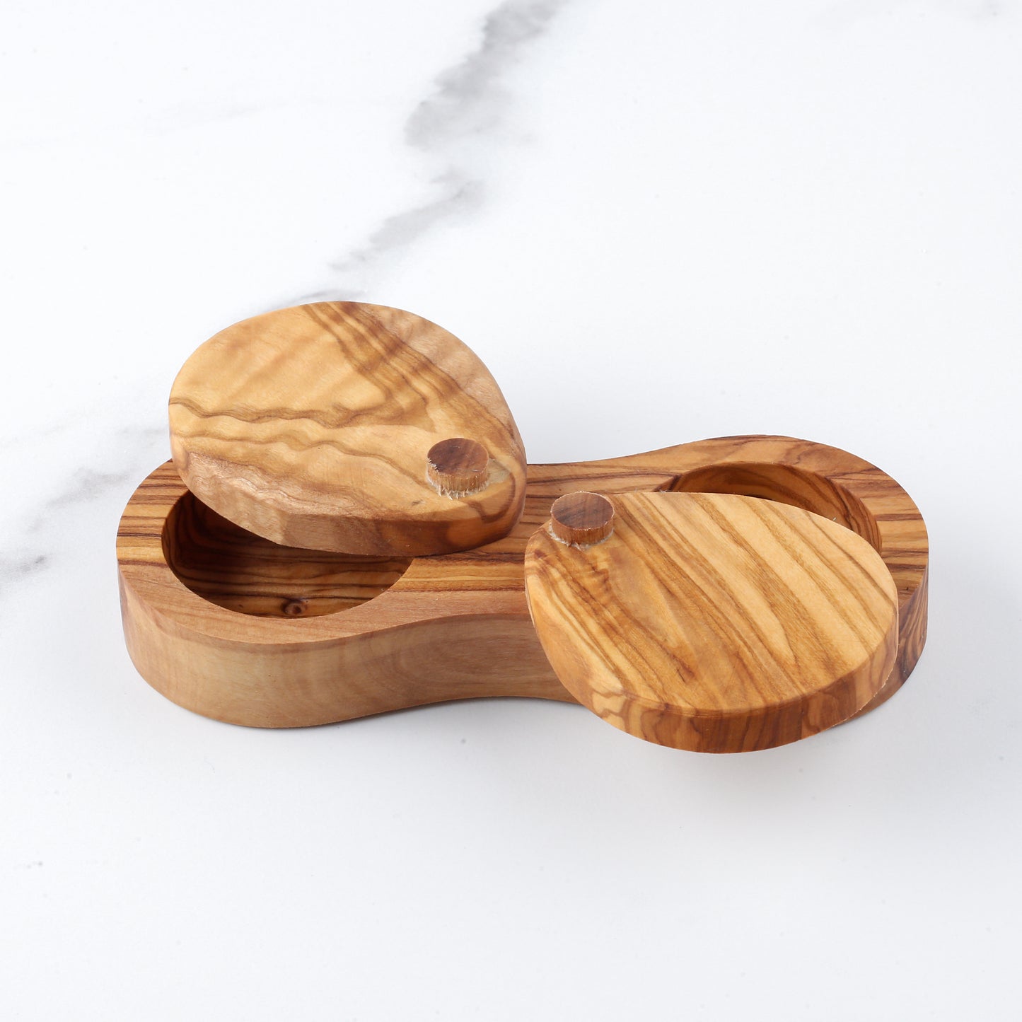 Handcrafted Olive Wood Salt and Pepper Box for Rustic Kitchen Charm