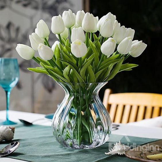 5 Pcs Artificial Tulip Flowers Bunches For Vase