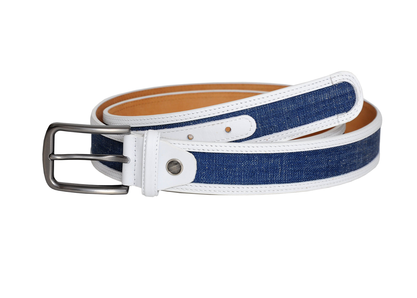 Swindon White Blue Leather Men Belt