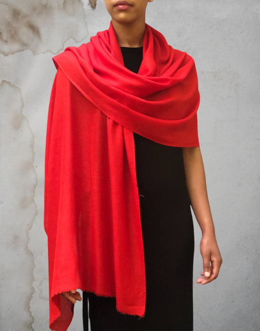 Red Cashmere Thin Weave Solid Scarf