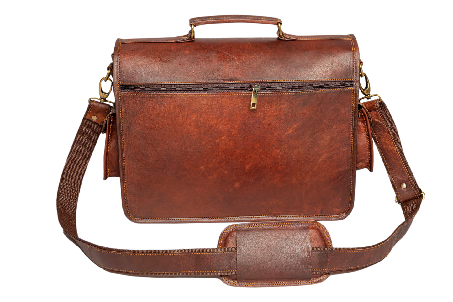 Handmade Leather Laptop Messenger Briefcase Bag For Unisex .