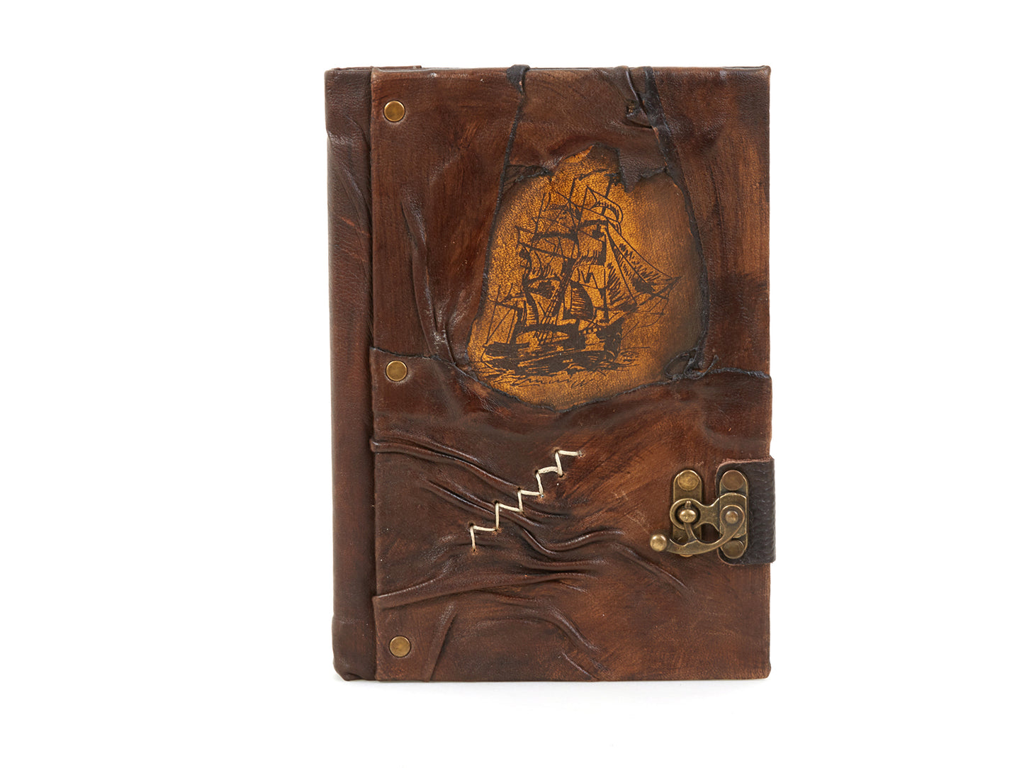 Sailing Ship Design Genuine Craft Leather Journal Diary