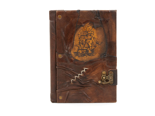Sailing Ship Design Genuine Craft Leather Journal Diary