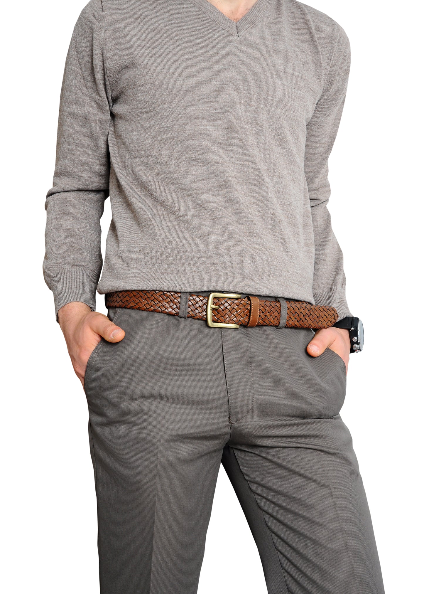 Galata Tan Plaited Leather Men Belt