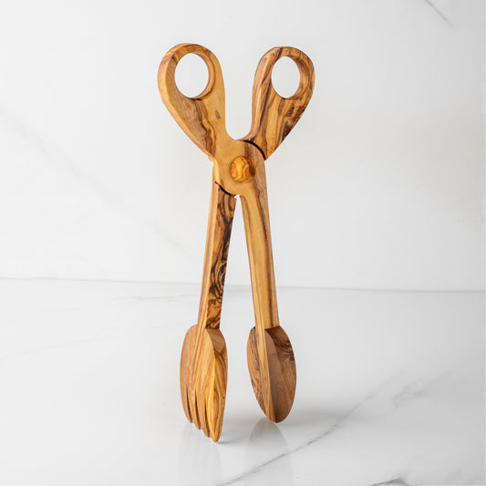Olive Wood Salad tongs / BBQ tongs