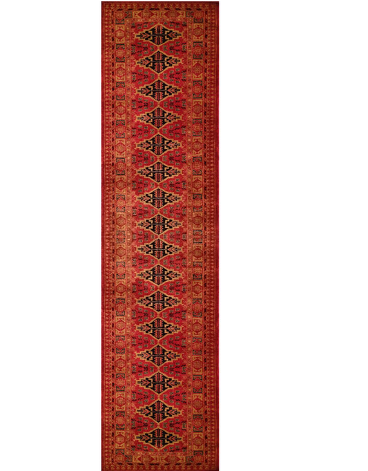 2.5×10 Feet Hand Knotted Red Wool Carpet Bukhara