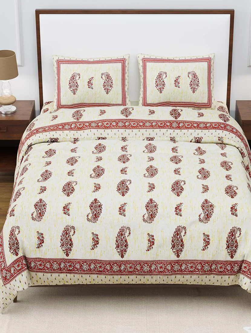 Pattern PRINT 240 Tc Queen Bedsheet With 2 Pillow Covers