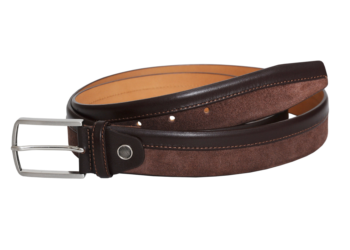 Siene Brown Leather Men Suede Belt