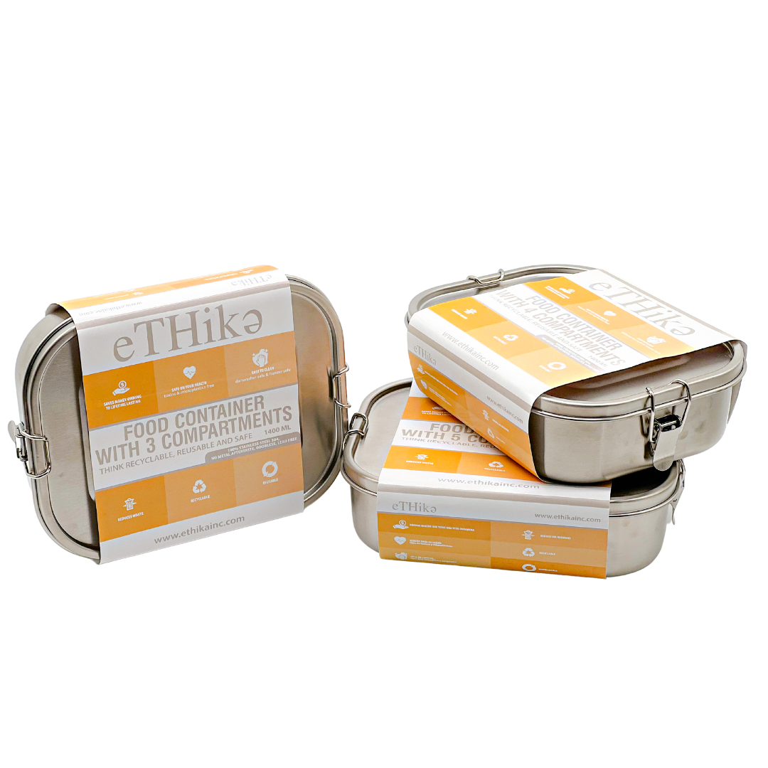 DIVIDED FOOD CONTAINER - 1400ml with 3-way compartments