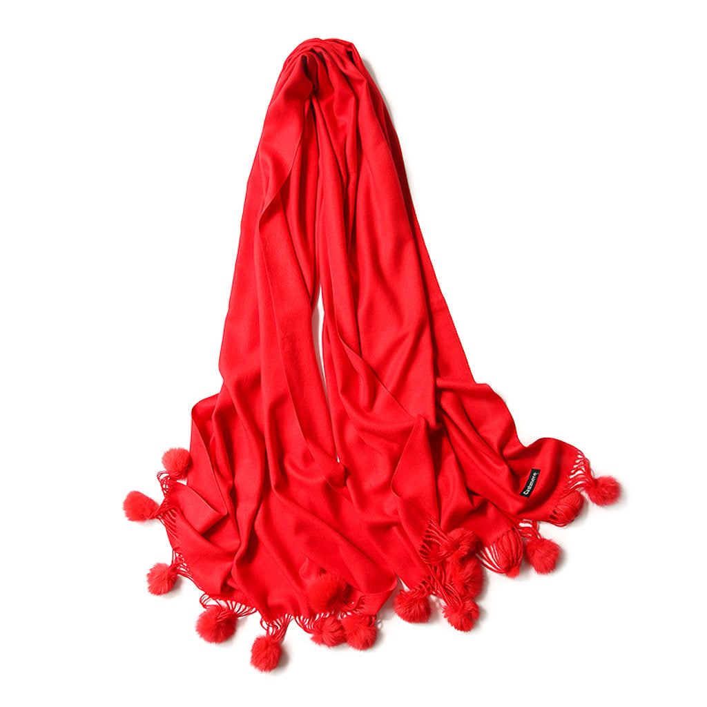 Lightweight Pom Pom Pashmina with Tassels