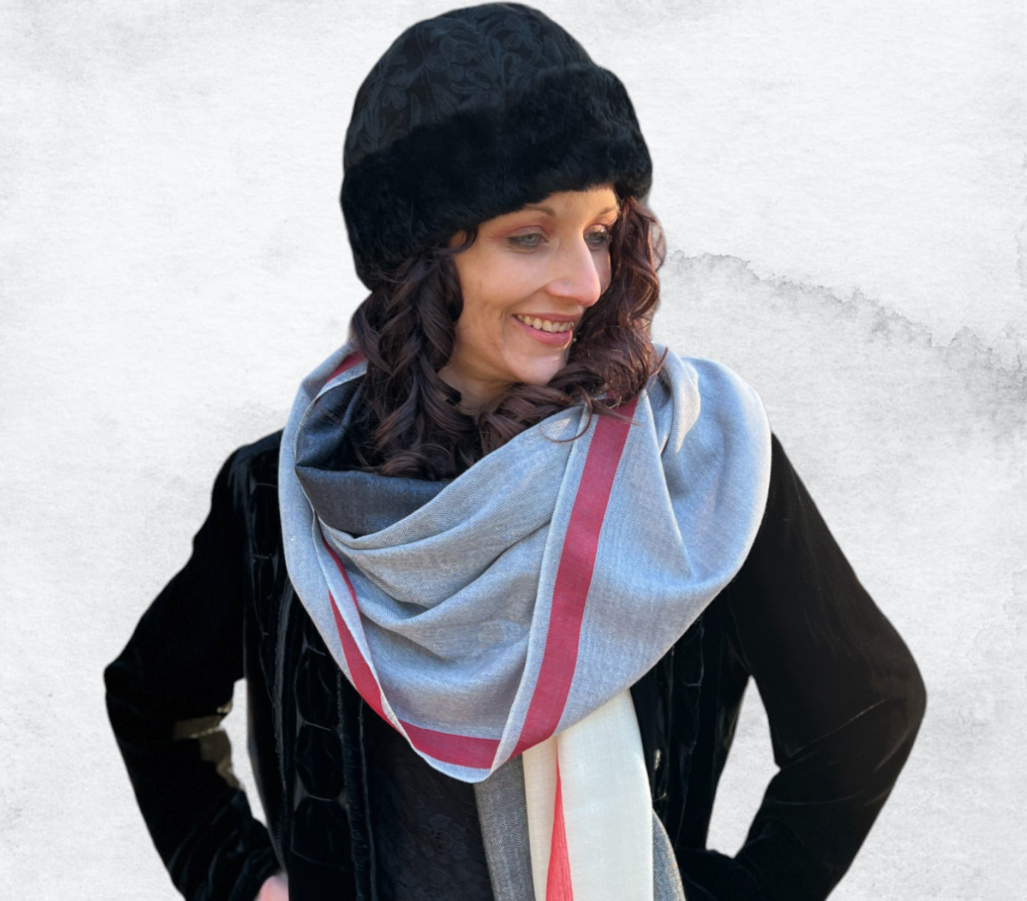 Black and White Classic Plaid Wool & Silk Scarf