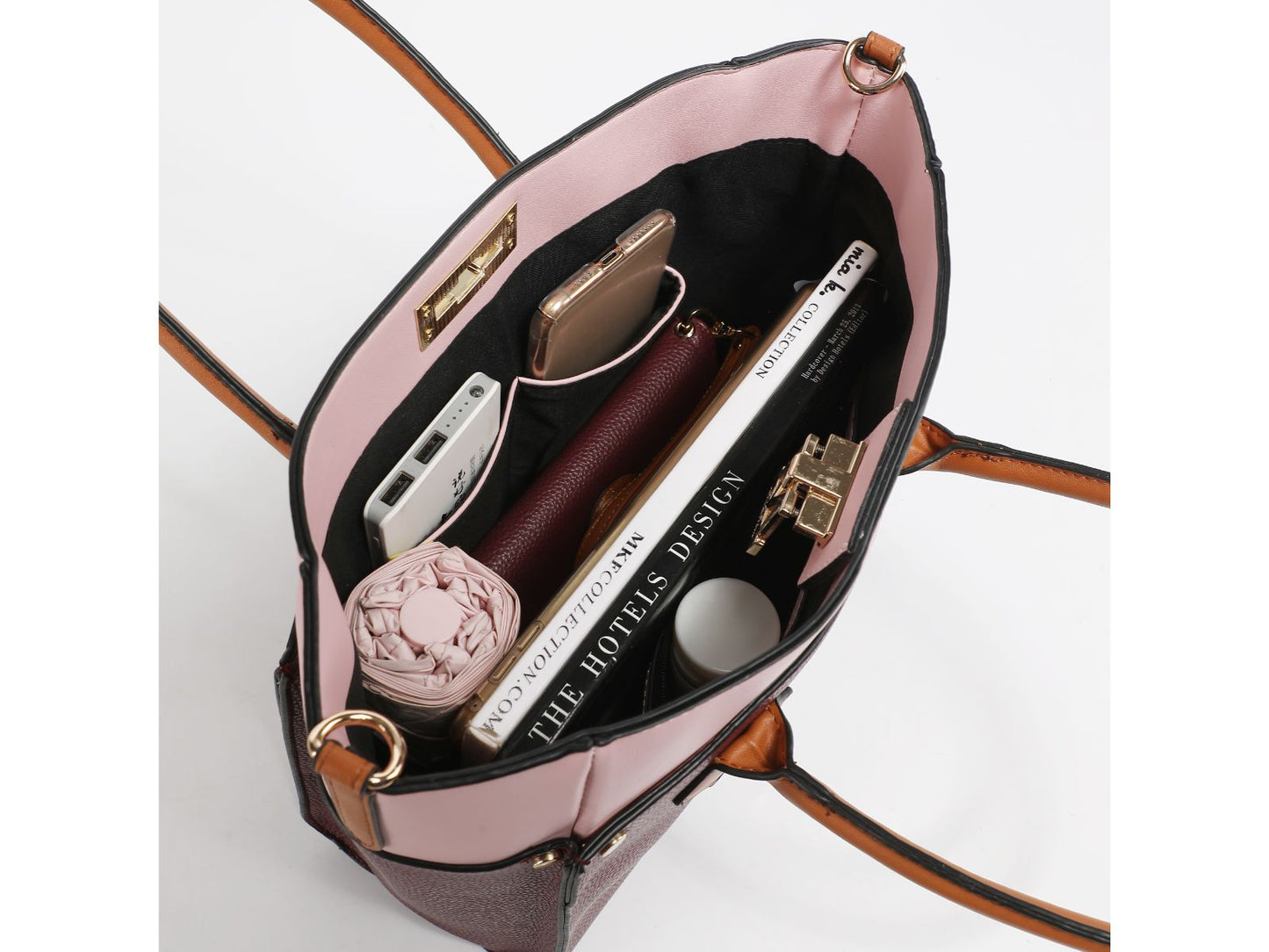 Brynlee Color-Block Vegan Leather Women Tote Bag with Wallet By Mia k