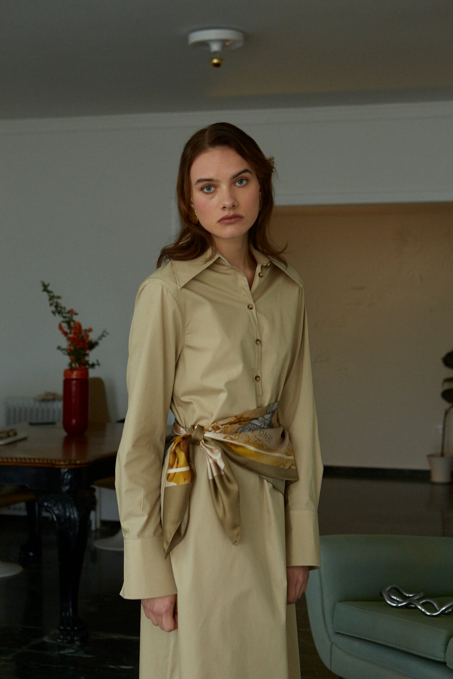 Caryatid - Beige - 100% Silk Scarf