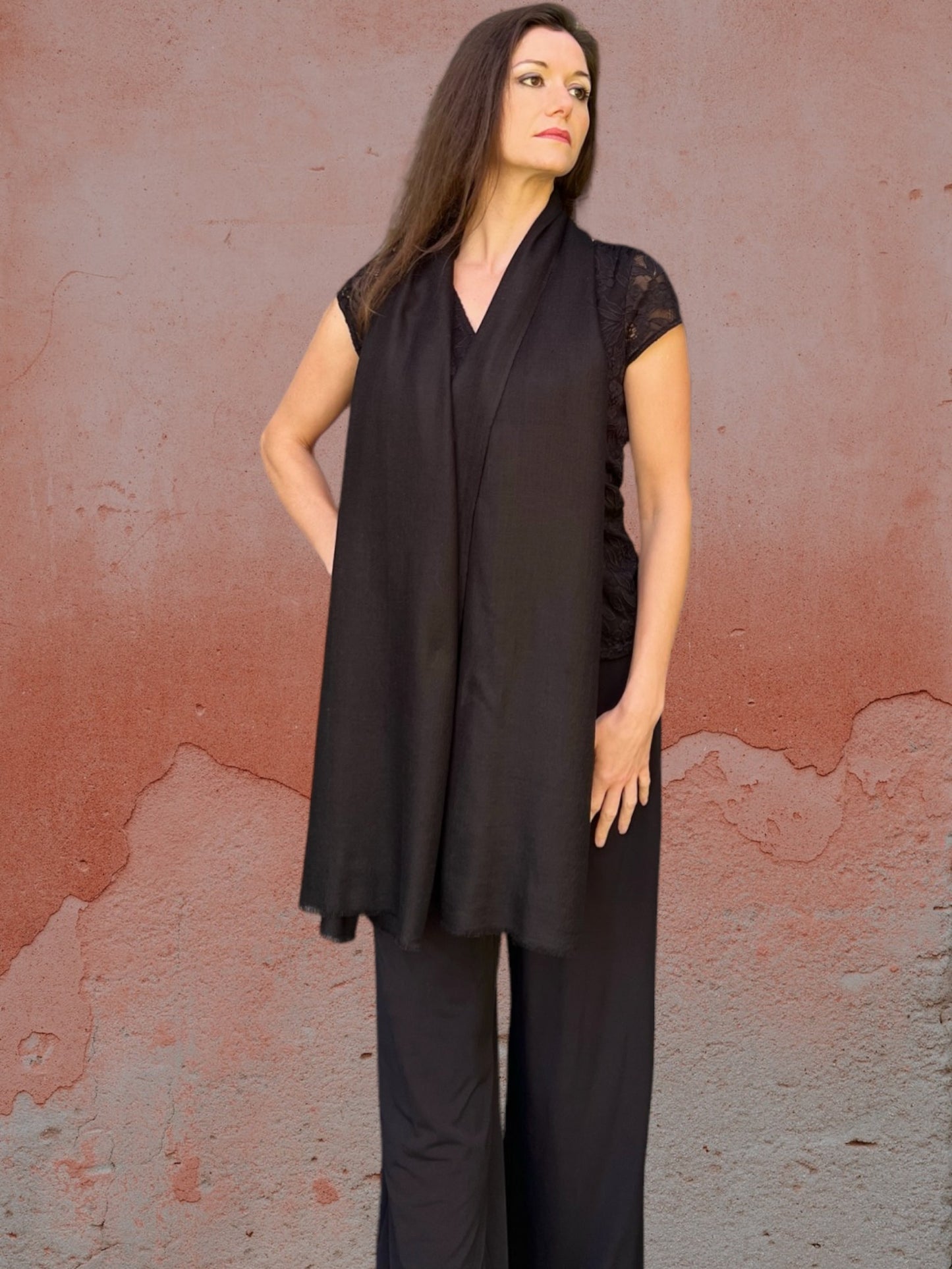 Black Featherlight Wool Scarf