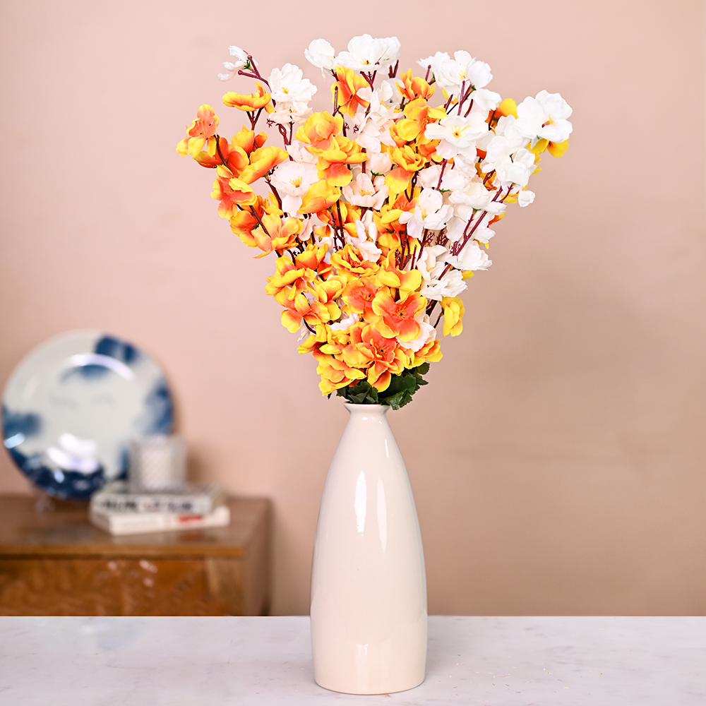 Autumn Yellow & Whte Artificial Orchid Bunch Combo