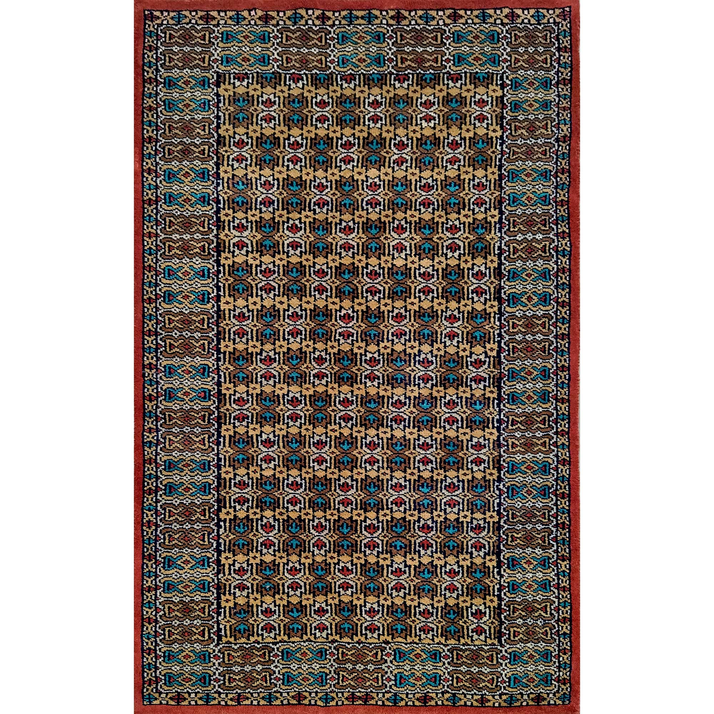 Hand Knotted Wool Carpet Copper 2.5×4 Feet