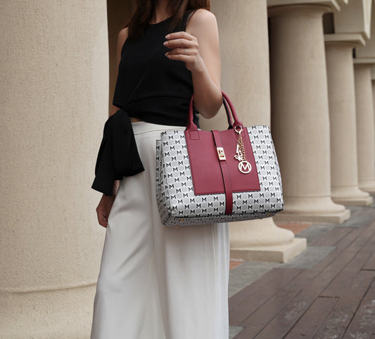 MKF Collection Yuliana Circular Print Satchel Bag with Wallet by Mia K