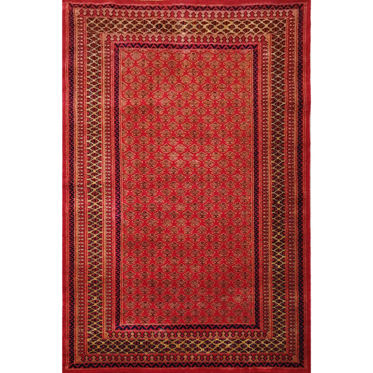 4×6 Feet Hand Knotted Wool Carpet Red